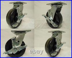 6 x 2 Swivel Casters Phenolic Wheel with Brake (4) 1200lb each Tool Box