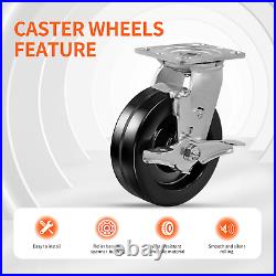 6X 2 Heavy Duty Casters Phenolic Caster with Capacity up to 1200-4800 LB