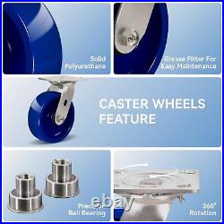 6X 2 Heavy Duty Casters Solid Polyurethane Wheel Capacity up to 900-3600 LB