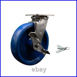 8 Inch 316SS Solid Poly Caster with Roller Bearing and Brake/Swivel Lock SCC