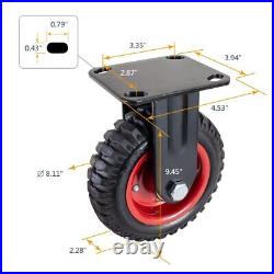 8 Inch Caster Wheels Set of 4 (2 Swivel & 2 Fixed), Heavy Duty Casters withRubb