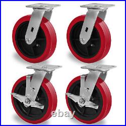 8 Inch Polyurethane Tread Caster Wheels Heavy Duty, Capacity 1200-4800LB
