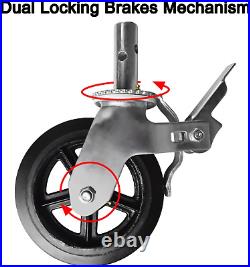 8 Inch Scaffolding Wheels, Set of 4 Scaffold Caster with Dual Locking Brakes