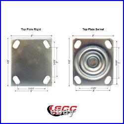 8 Inch Thermoplastic Rubber Caster Set with Roller Bearings 2 Swivel 2 Rigid SCC