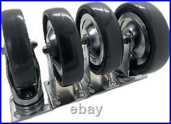 8 X 2, 2 Swivel- 2 Rigid, Solid Elastomer wheel, Precision Bearing, 1000 LBS