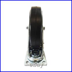 8 x 2 Heavy Duty Rubber on Cast Iron Caster 4 Swivel with Total Lock Brake