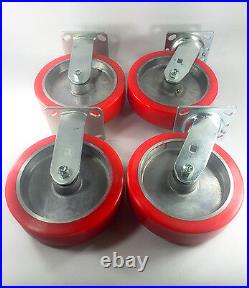 8 x 2 Polyurethane on Aluminum Caster Rigid (2EA) / Swivel (2EA)