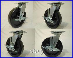 8 x 2 Swivel Casters Heavy Duty Phenolic Wheel Brake (4) 1250lb each Tool Box