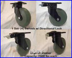 8 x 2 Swivel Forged Kingpinless Caster Elastomer Wh Directional Lock 2000lb ea