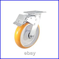 8 x 2 Total Lock Caster with Orange Polyurethane on Aluminum Wheel 1,250 lbs