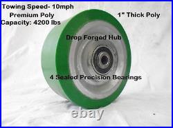 8 x 3 Heavy Duty Polyurethane Towing Caster Wheel 4200 lb Capacity/ MFG. USA