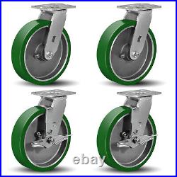 8X 2 Heavy Duty Casters Polyurethane on Aluminum Capacity up to 1500-6000 LB