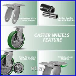 8X 2 Heavy Duty Casters Polyurethane on Aluminum Capacity up to 1500-6000 LB