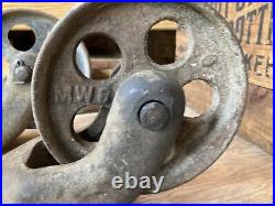 Antique Factory Cart Cast Iron Casters Vintage Wheels Railroad Dolly Industrial