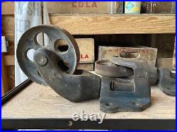 Antique Factory Cart Cast Iron Casters Vintage Wheels Railroad Dolly Industrial