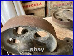 Antique Factory Cart Cast Iron Casters Vintage Wheels Railroad Dolly Industrial