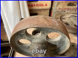 Antique Factory Cart Cast Iron Casters Vintage Wheels Railroad Dolly Industrial