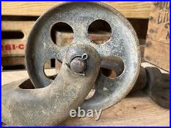 Antique Factory Cart Cast Iron Casters Vintage Wheels Railroad Dolly Industrial