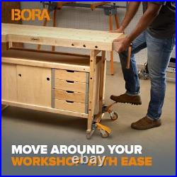 BORA Heavy Duty Workbench 4-Caster Set for Workshop Mobility, Swivel, Locking