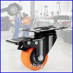 Caster Wheels 2 Swivel Plate Casters 4 Pack Heavy Duty with Locking Brake