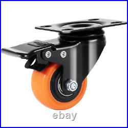 Caster Wheels 2 Swivel Plate Casters 4 Pack Heavy Duty with Locking Brake