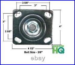 CasterHQ- 6 X 2 2 Swivel & 2 Rigid Set of 4 PHENOLIC Casters 3,600 LBS Cap