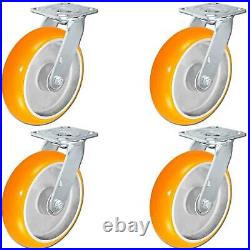 CasterHQ- 8 x 2 Non-Marking Orange Tread Polyurethane Casters 4 Swivel Set