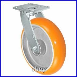 CasterHQ- 8 x 2 Non-Marking Orange Tread Polyurethane Casters 4 Swivel Set