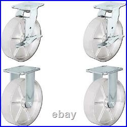 CasterHQ 8 x 2 Steel Wheel Casters 2 Swivel With Brakes & 2 Rigid Casters