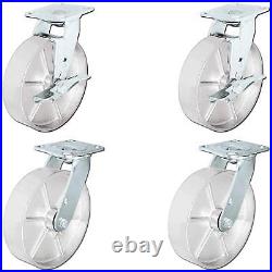 CasterHQ 8 x 2 Steel Wheel Casters Set of 4 Swivel Caster 2 With Brakes