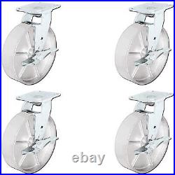 CasterHQ 8 x 2 Steel Wheel Casters Set of 4 Swivel Casters with Brakes