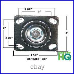 Casters 5 Heavy Duty Cast Iron Hub Core Poly Wheel Non Skid 2 Brakes / 2 Rigid
