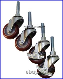 HP03007 3 Stem Swivel Caster Set for Henny Penny, Polyurethane Wheels