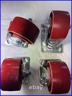 Hamilton brand casters 4diameter, 2width solid metal, 2 fixed, 2 swivel