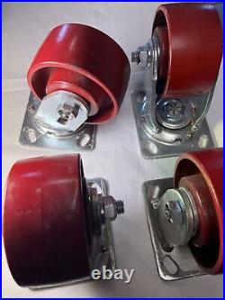 Hamilton brand casters 4diameter, 2width solid metal, 2 fixed, 2 swivel