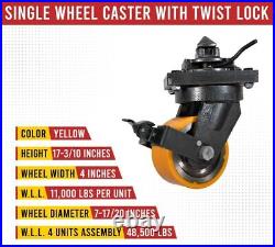 Heavy Duty 8 ISO Shipping Container Caster Wheels with Brakes 11000 lbs WLL