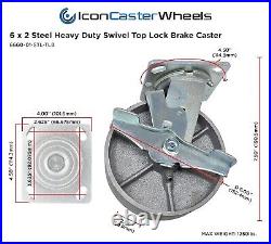 ICONCASTERWHEEL 6 x 2 Steel Heavy Duty Casters, Set of 4 Industrial Casters