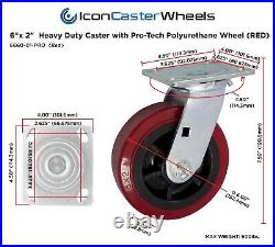 IconCasterWheels 6 x 2 Replacement Heavy Duty Industrial Caster Set (4-Pack)