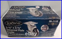 KROWNE 28-111S 4 PIECE UNIVERSAL PLATE CASTER SET With 5 WHEEL 3 1/2x 3 1/2