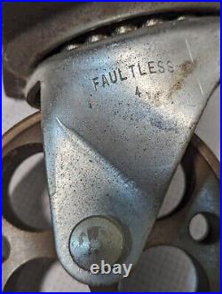 Lot of 4 Faultless 4 Inch Steel Swivel Casters Heavy Duty, 1 Fixed Wheel