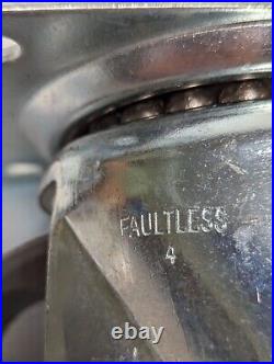 Lot of 4 Faultless 4 Inch Steel Swivel Casters Heavy Duty, 1 Fixed Wheel