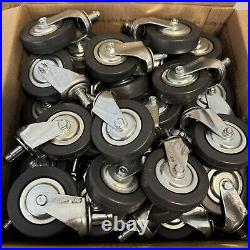 Lot of 48 Algood W830R 3 x 3/4 Rubber Swivel Wheel Caster Flat Tread Black