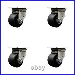 Low Profile Glass Filled Nylon 3 Inch Wheel Top Plate Swivel Caster Set SCC