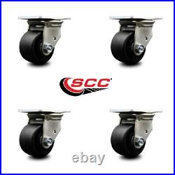 Low Profile Glass Filled Nylon 3 Inch Wheel Top Plate Swivel Caster Set SCC