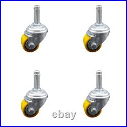 Low Profile Polyurethane Swivel Grip Ring Stem Caster Set of 4 with35mm x 27mm Yel