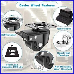 Nefish 3 Inch Caster Wheels Set of 4 Heavy Duty Plate Swivel Casters 4400 LBS