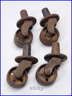 Set 4 Antique Toler & Sons Co Cast Iron Casters Heavy 4 Wheels Piano Furniture