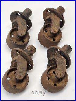 Set 4 Antique Toler & Sons Co Cast Iron Casters Heavy 4 Wheels Piano Furniture