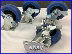 Set of 4 - 500 Pound Capacity Heavy Duty Swivel Casters with Brakes