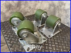 Set of 4 Albion Casters Heavy Duty 3 Wide 4 Wheels AT9000001 Mount Plate